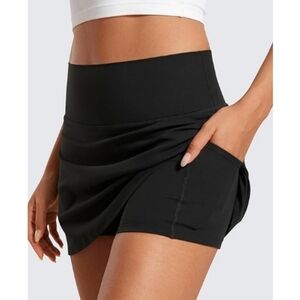 High Waisted Tennis Skirts Mini Golf Casual Skirt with Pocket Black